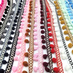 Кружевная ткань с помпонами, аксессуары для шитья, помпоны с кисточками, шарики лента с бахромой, шитье кружева для рукоделия, одежда