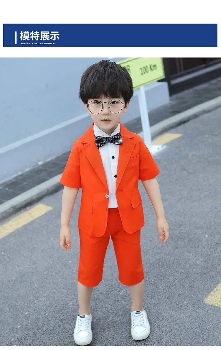 Детское летнее платье; комплект с цветочным узором для мальчиков; платье для свадьбы, дня рождения, выступления; костюмы; детский Блейзер; комплекты с шортами
