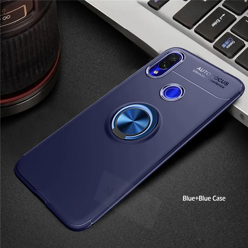 Blue Ring Case Мягкий силиконовый чехол на Redmi 7A Note 7 Магнитный чехол с кольцо чехол редми 7а 6A нот 7 чехол нот 7 редми полный защитный чехол redmi 7a redmi Note 7 Магнитный чехол чехлы ксиоми редми нот 7 редми ноут 7 7а - Цвет: Blue Ring Case