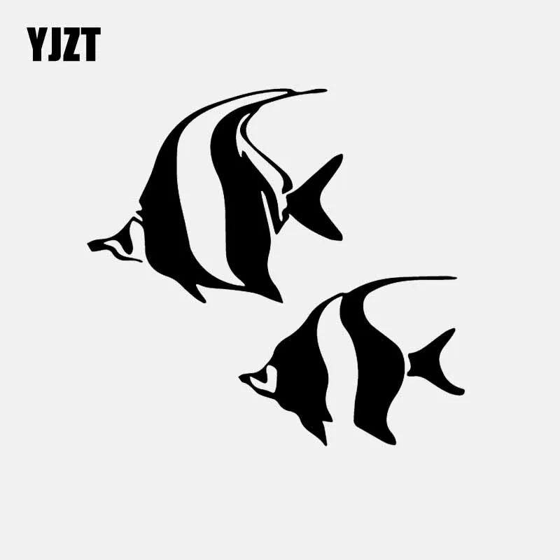 YJZT 14 7 см * 13 9 Angelfish силуэт виниловые наклейки рыбы автомобиля Стикеры