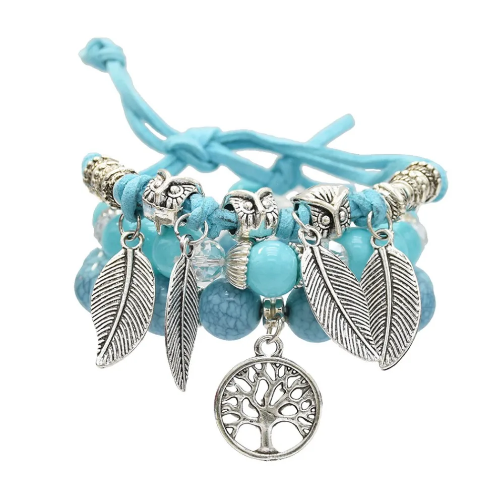 Tibet Vintage Resin Crystal Bracelet &amp Bangle Pulseras Ethnic Jewelry Boho Multilayer Bead Tree of Life Bracelets for Women Men |