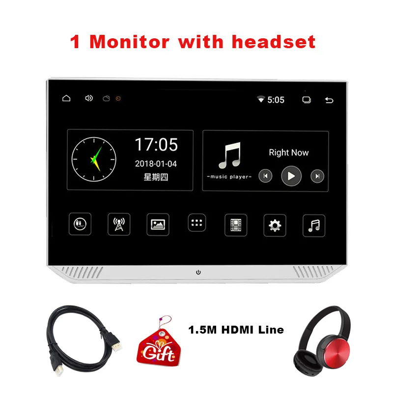 1 monitor 1 headset 2 шт. 13,3 дюймов Android 6,0 Автомобильный подголовник монитор 1080 P HD сенсорный экран wifi Bluetooth FM HDMI USB SD ультра-тонкий MP5 видео плеер - Цвет: 1 monitor 1 headset