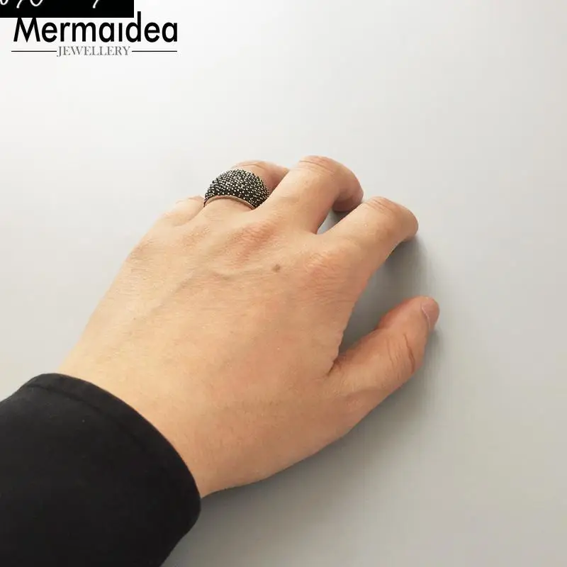 Черное коктейльное кольцо с ПАВЕ модные хорошие ювелирные изделия для мужчин и