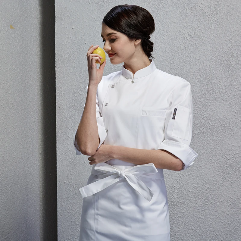 

Chef Workwear Long Sleeve Cloth Uniform Fall Hotel Kitchen Apparel Bakery Western Cuisine Apron Women Apron