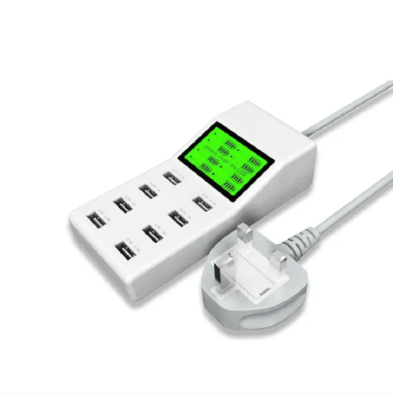 Безопасная защита смарт-ЖК-дисплей USB зарядное устройство адаптер EU UK US 8 Порт 2.1A 1A