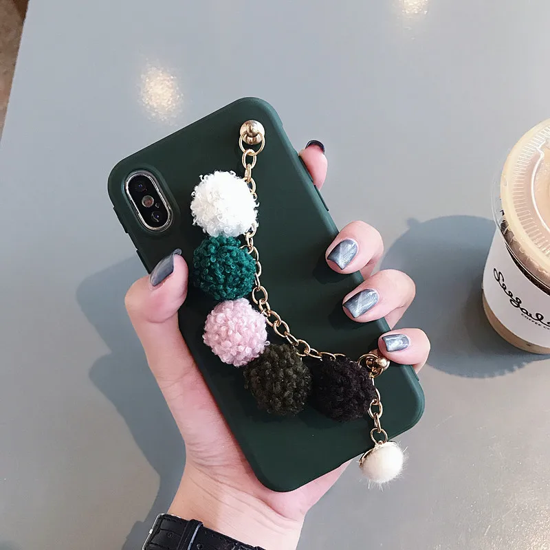 Teobaldo зима ткань чехол для телефона iPhone 6 6S 7 8 Plus X случае 3D Симпатичные помпон с