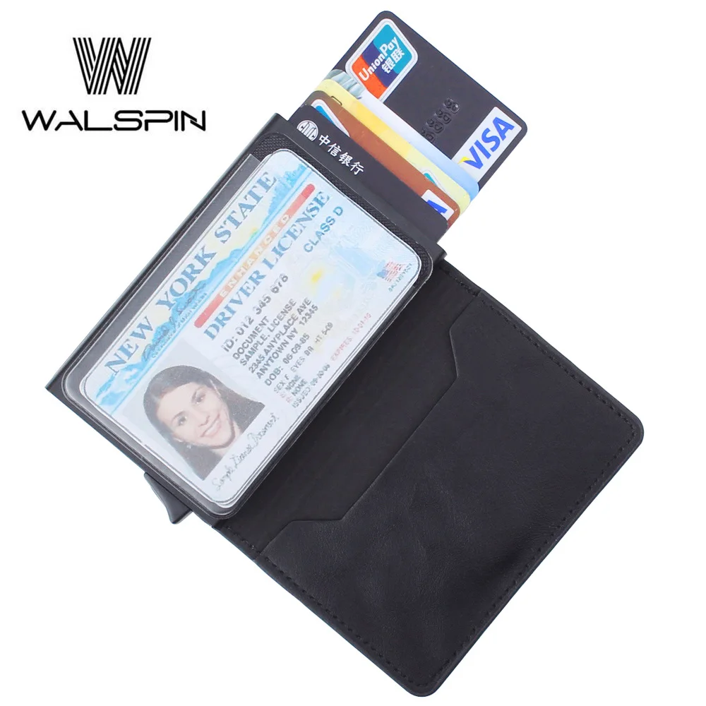 Алюминиевый RFID тонкий кошелек из искусственной кожи для мужчин бизнес кредитный