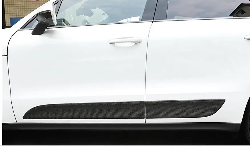 6 шт. углерода Волокно боковой двери Средства ухода за кожей Накладка для Porsche Macan Интимные аксессуары стайлинга автомобилей