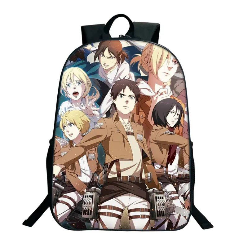 Новые сумки аниме Attack On Titan для подростков Eren рюкзаки Mikasa Ackerman школьные Armin Arlert