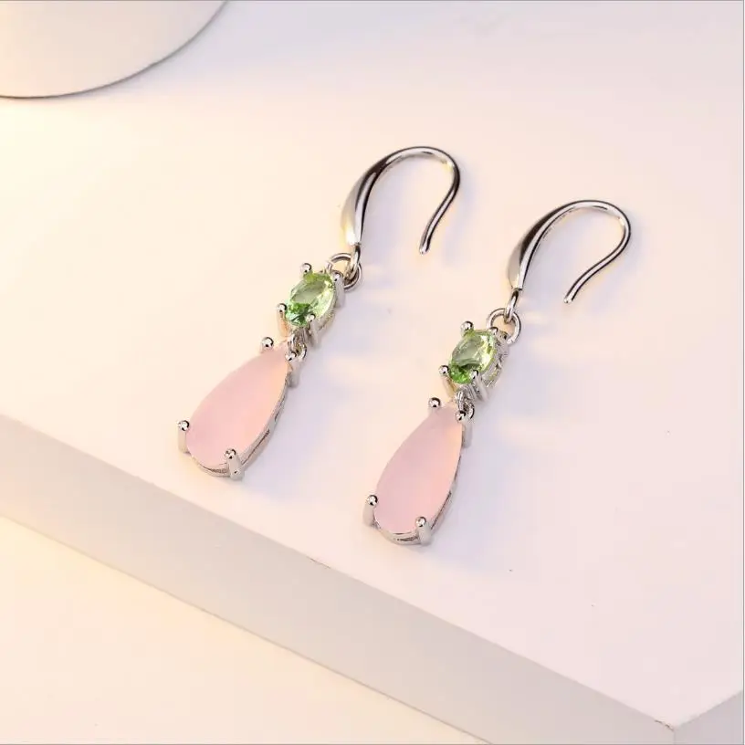 Женские серьги с кристаллами Everoyal, розовые длинные серьги с серебряным покрытием, в винтажном стиле, подарок на день рождения