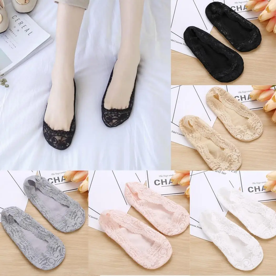 Женские милые кружевные водонепроницаемые удобные носки из хлопка невидимые |