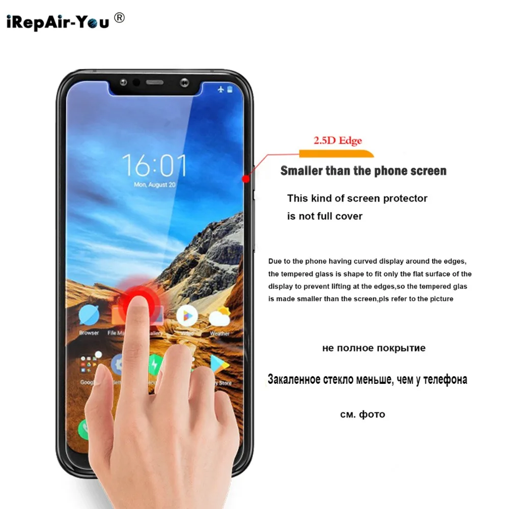 iRepair-You 3PC 9H Tempered Glass Screen Protector Film For Xiaomi PocoPhone F1 Mi 8 Protective | Мобильные телефоны и
