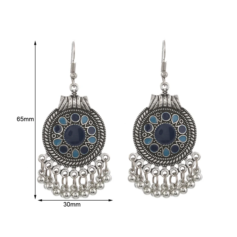 Trendy Ethnic Boho Vintage Drop Dangle Beads Tassel Earrings For Women Bohemian Enamel Jewelry Accessories Fashion Long | Украшения и