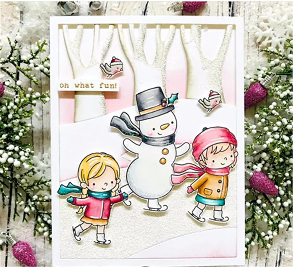 TPP катание на лыжах со снеговиком прозрачные резиновые штампы/Детские штампы и