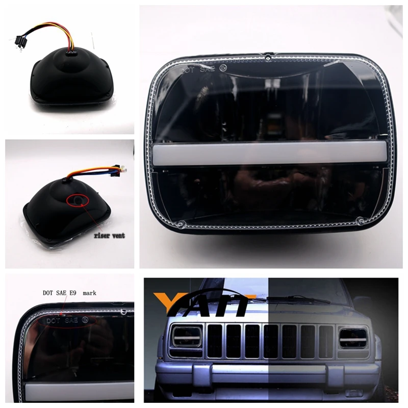 YAIT 1 пара 5*7 дюймов дальний/ближний свет DRL 6 x 7 светодиодные квадратные фары с