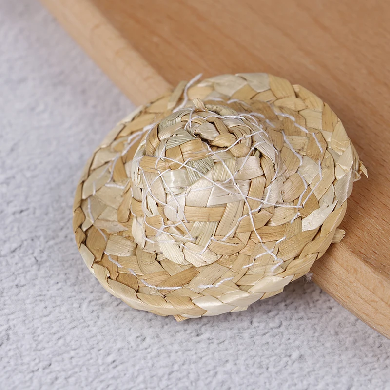 

1/12 Hand Weaved Straw Hat Mini Doll Hat Ornament Strawhat Dollhouse Miniature Kits Accessories