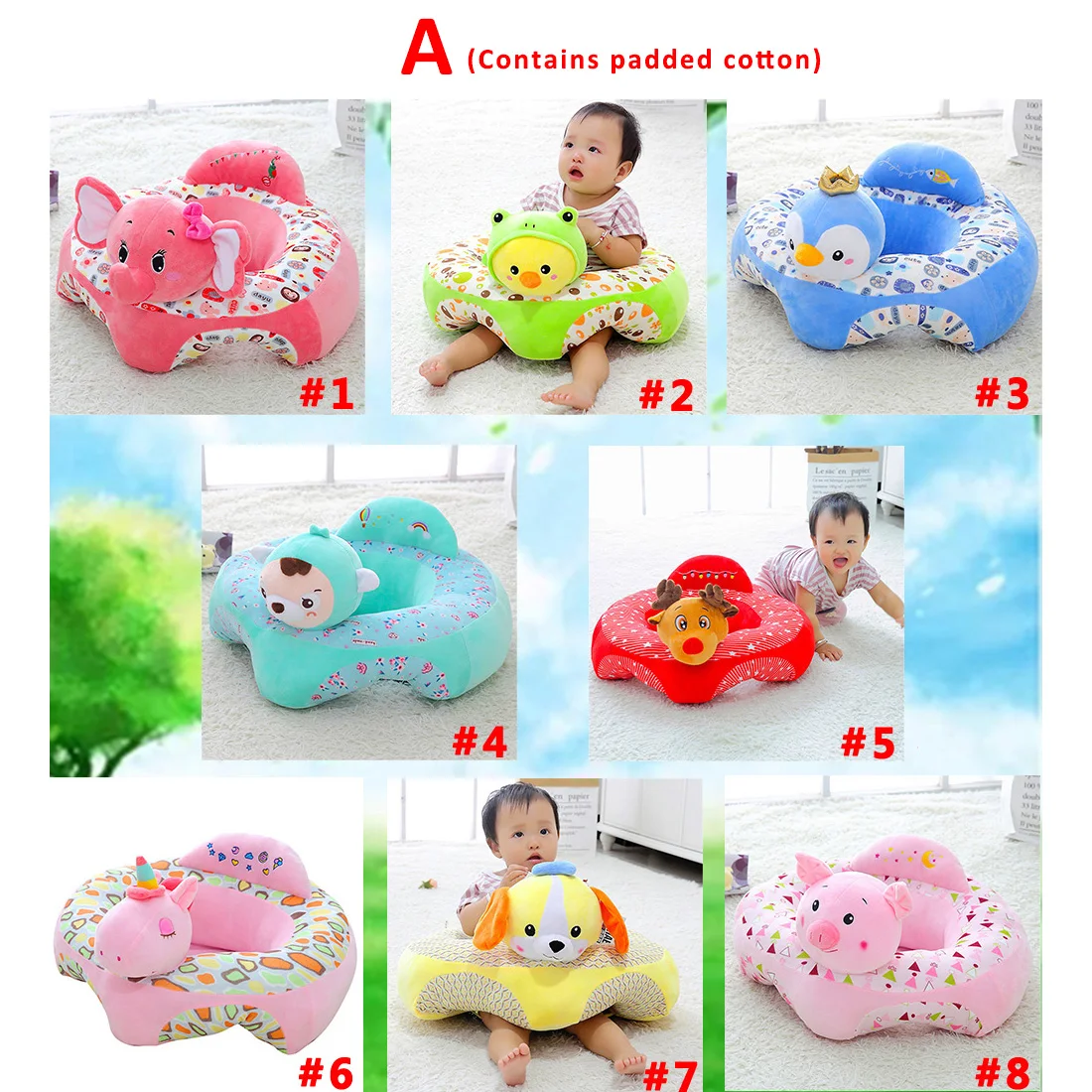 Infantil Baby Seat Sofa Cartoon Animal Bean bag Chair Car Sofa kids Cover Baby Sofa Plush Toy Feeding chair Puff asiento Seats