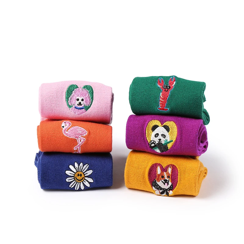 VVQIstreetwear женские носки harajuku каваи собака животное панда Подсолнух фламинго