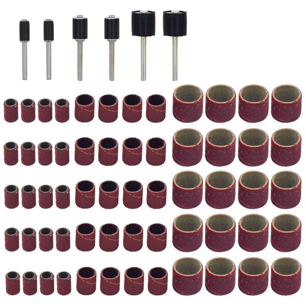 

66 Pcs Scrub Drum Sanding Belt Electric Grinder Set Drum Sanders Set Including 60 Pcs Sanding Bands 6 Pcs Drum Mandrels