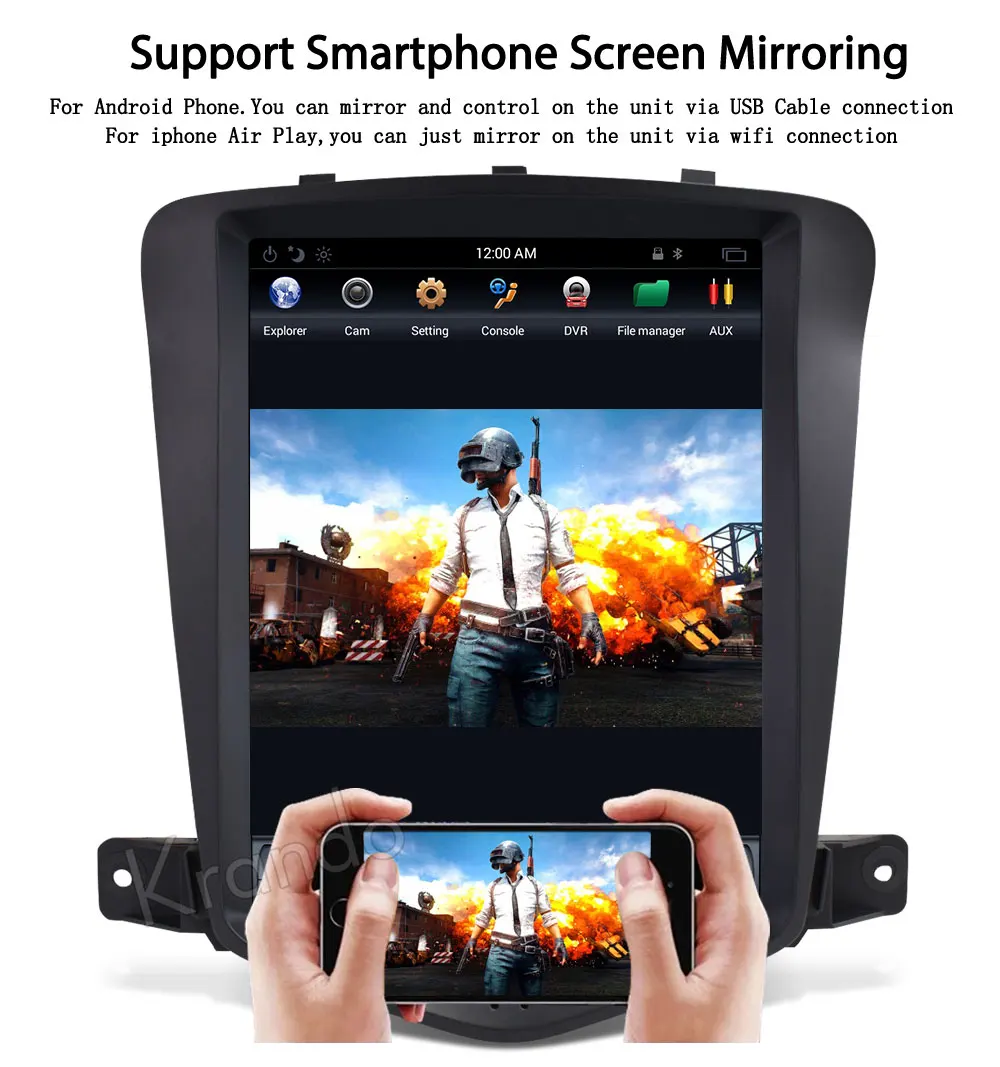 Krando Android 8,1 9," Tesla вертикальный экран автомобильный dvd gps аудио Радио система для Chevrolet Cruze 2009- навигационный плеер