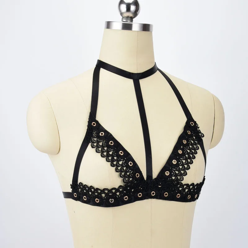 Женский кружевной бюстгальтер с цветочным узором|harness bra|harness bra cagebody cage |