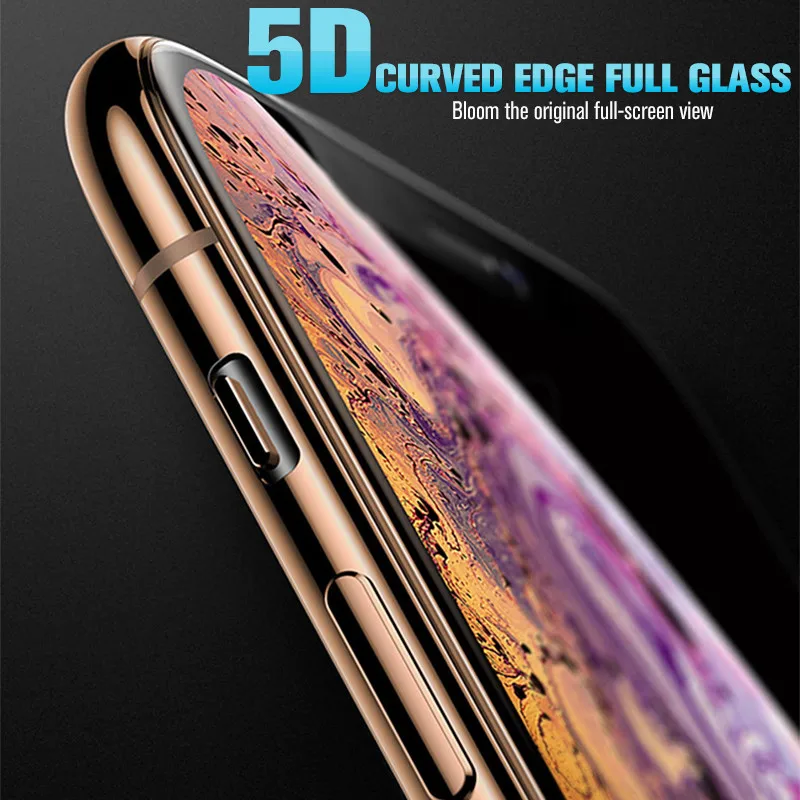 Закаленное стекло 5D Full Cuverd для iPhone XS Max XR X 8 7 6S 6 Plus Взрывозащищенная защита всех