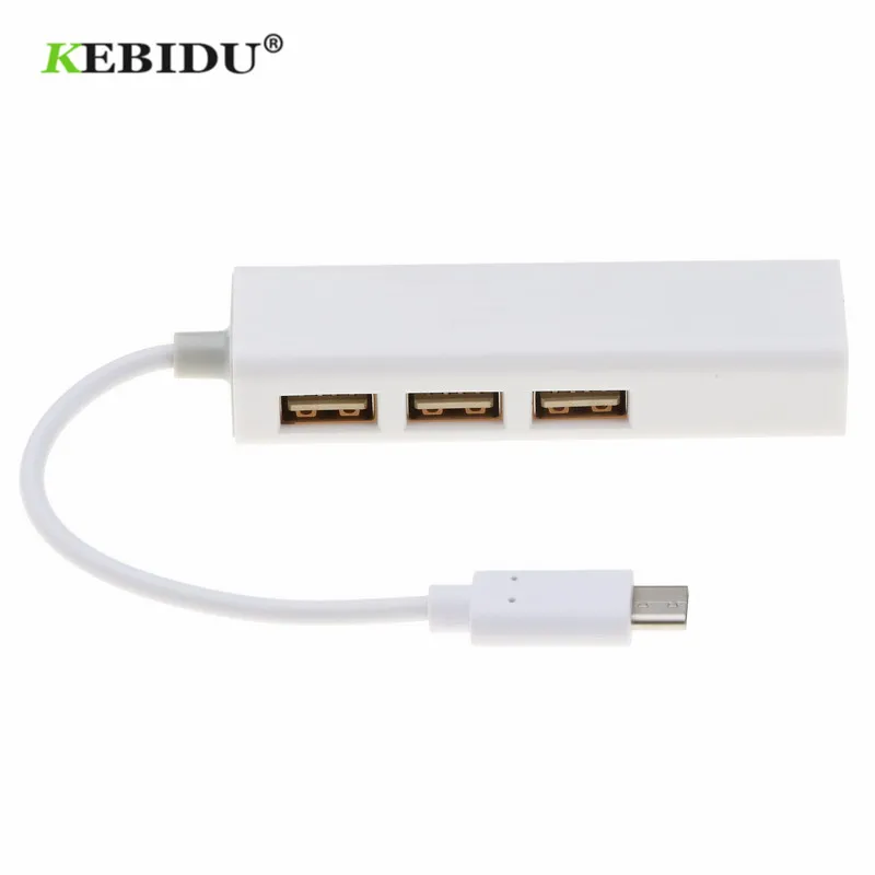 Kebidu USB Type C 3 порта USB3.0 концентратор для LAN RJ45 сетевой карты Lan адаптер Macbook ThinkPad Samsung