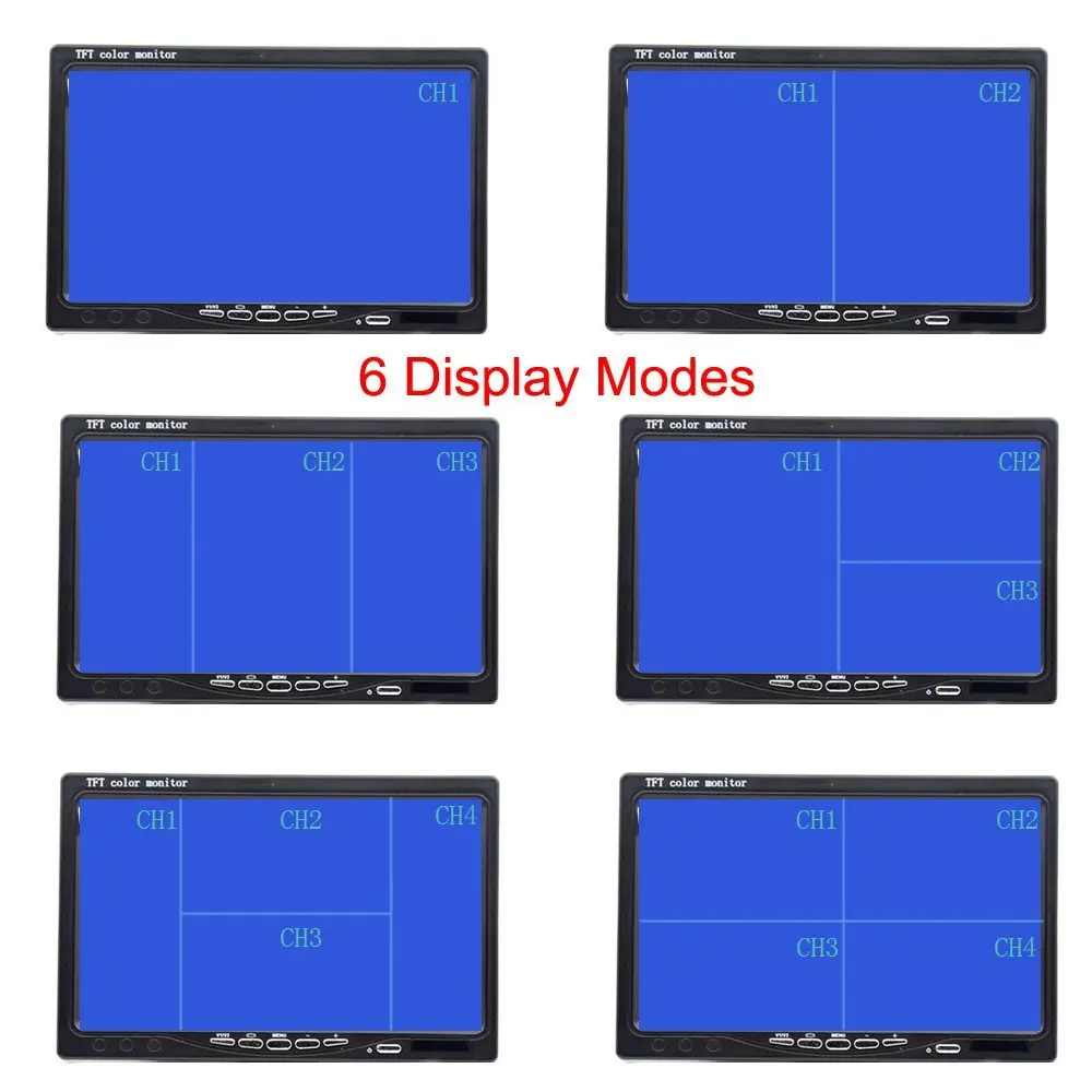 7 дюймовый TFT LCD Автомобильный четырехъядерный раздельный монитор заднего вида