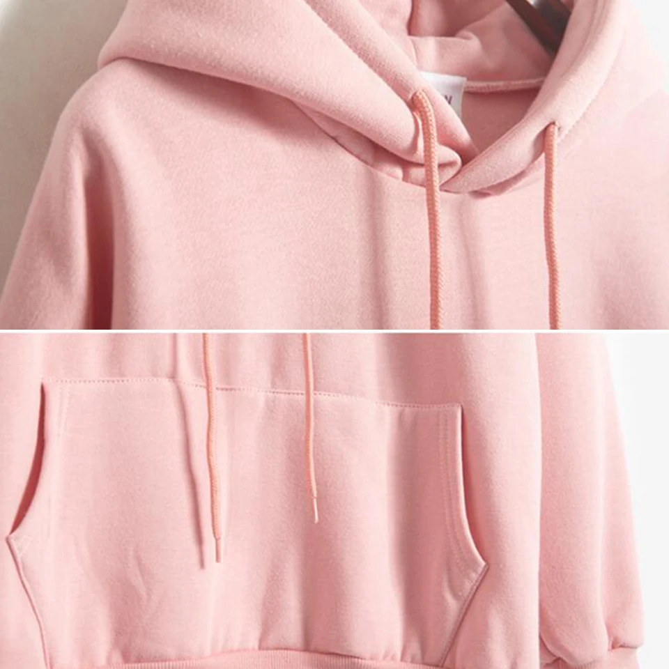 

Plain Hooded Sweatshirt Cute Pink Kawaii Poleron Mujer 2020 Winter Solid Kangaroo Pocket Hoodie Navy Light Blue Hoodie Women