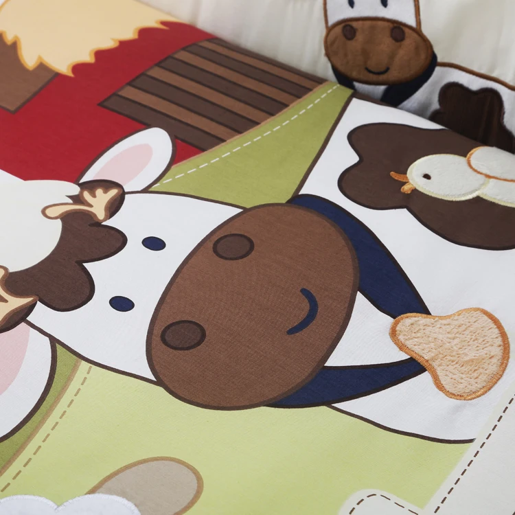 Комплект детской кроватки с вышивкой из 7 предметов 100% хлопок детская кроватка