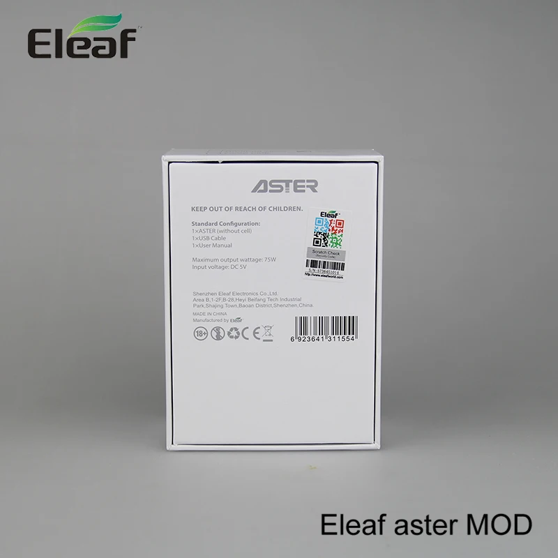 Оригинальный Eleaf ASTER Mod 75 Вт TC Box mod VW/Bypass/Smart/TC Ni/TC Ti/TCR режимы vs PICO Aster E cig Mod|eleaf mod|box