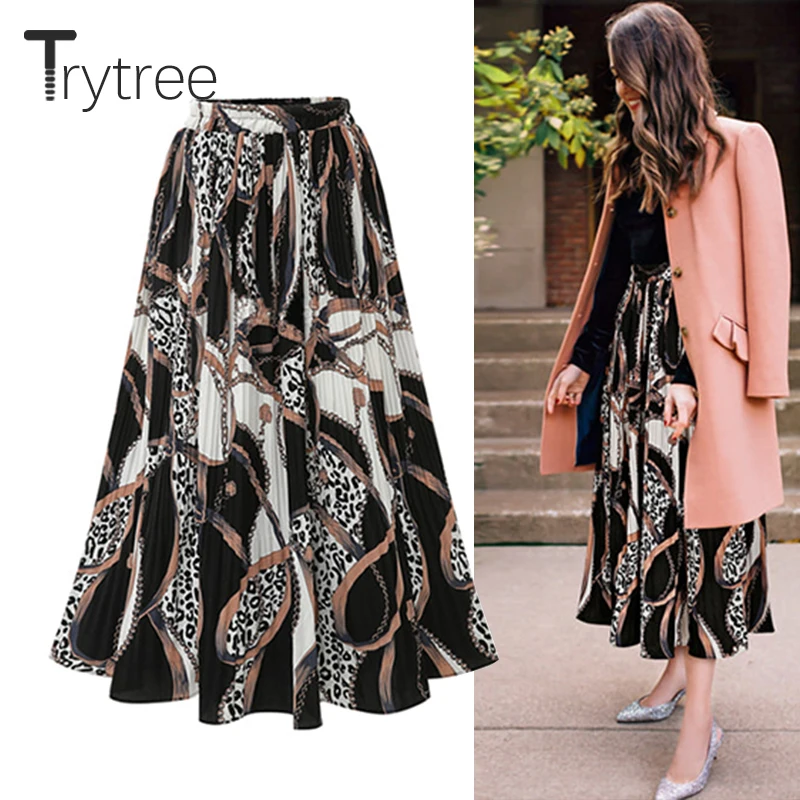 Летняя Осенняя повседневная юбка Trytree Женская юбка-трапеция из полиэстера с