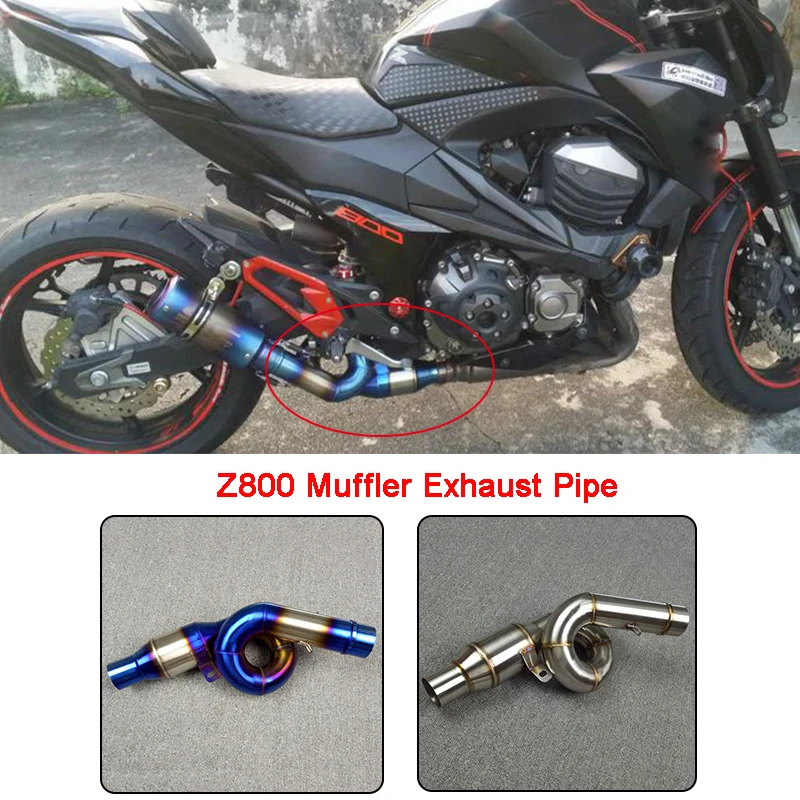 Для Kawasaki Z800 мотоцикл выхлопной глушитель среднего звена трубы Slip on Z800 304 Нержавеющая сталь
