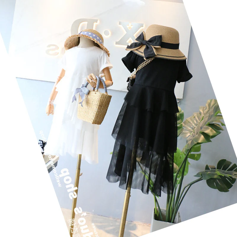 Children Dress Kids Girls Summer T-shirt Stitching Princess Tutu Dresses Cotton Short Sleeve 4-8T | Детская одежда и обувь