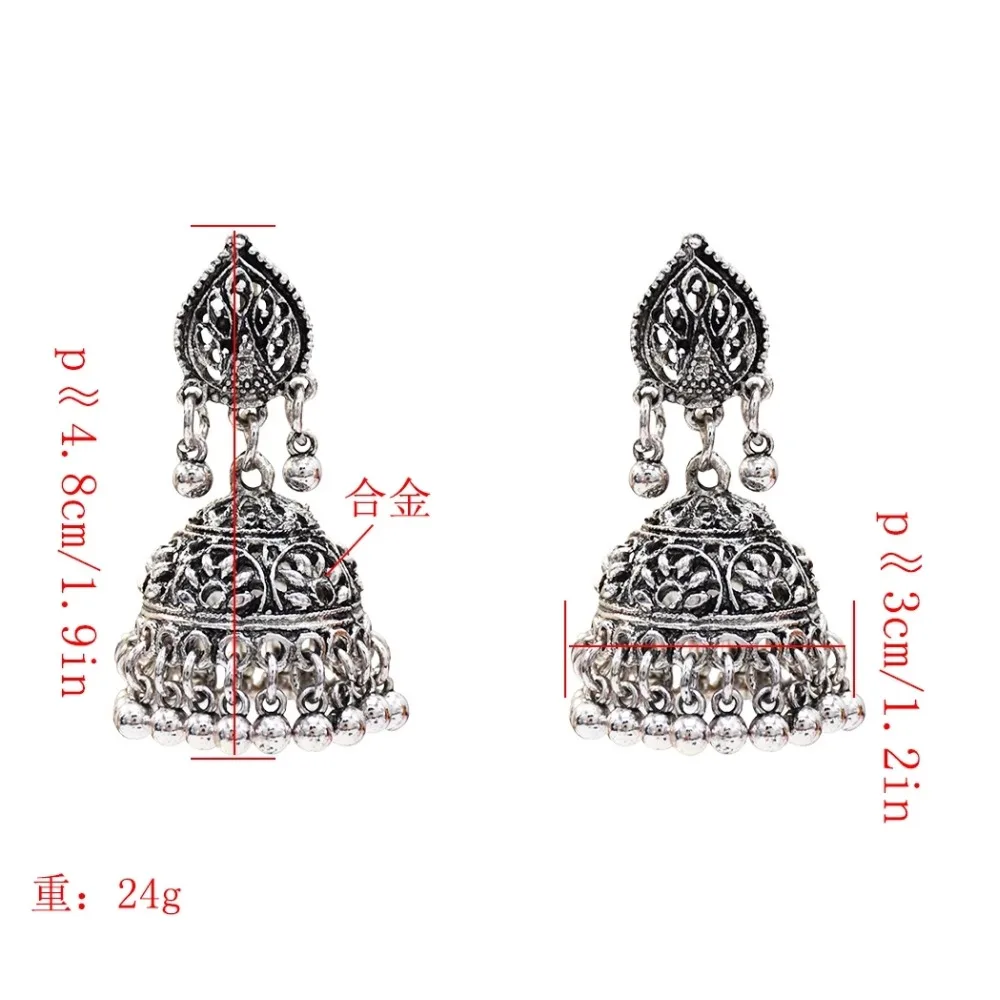 Индийские свадебные серьги для невесты, женские Jhumka Большие колокольчики, длинная ниспадающая кисточка, серьги, золото, серебро, Афган, Египет, Турция, этнические ювелирные изделия