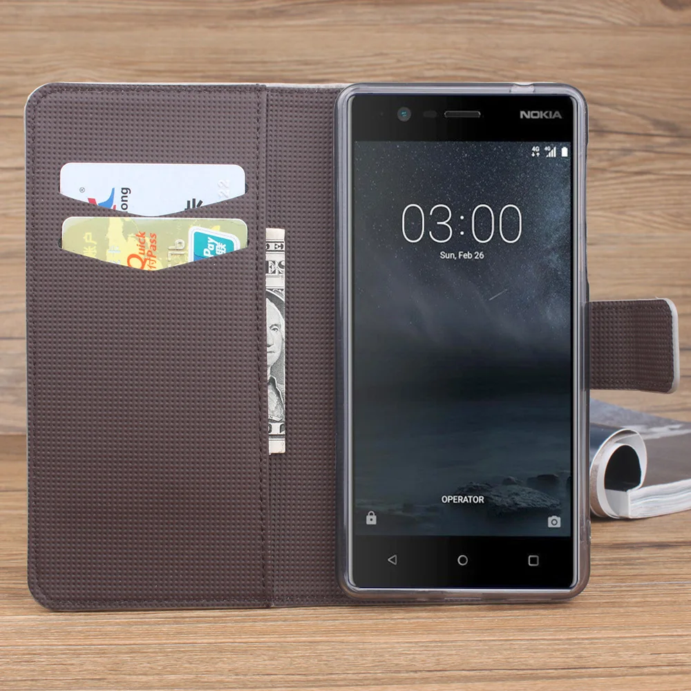 Роскошный кожаный чехол для телефона Nokia 5 бумажник 6 мобильного