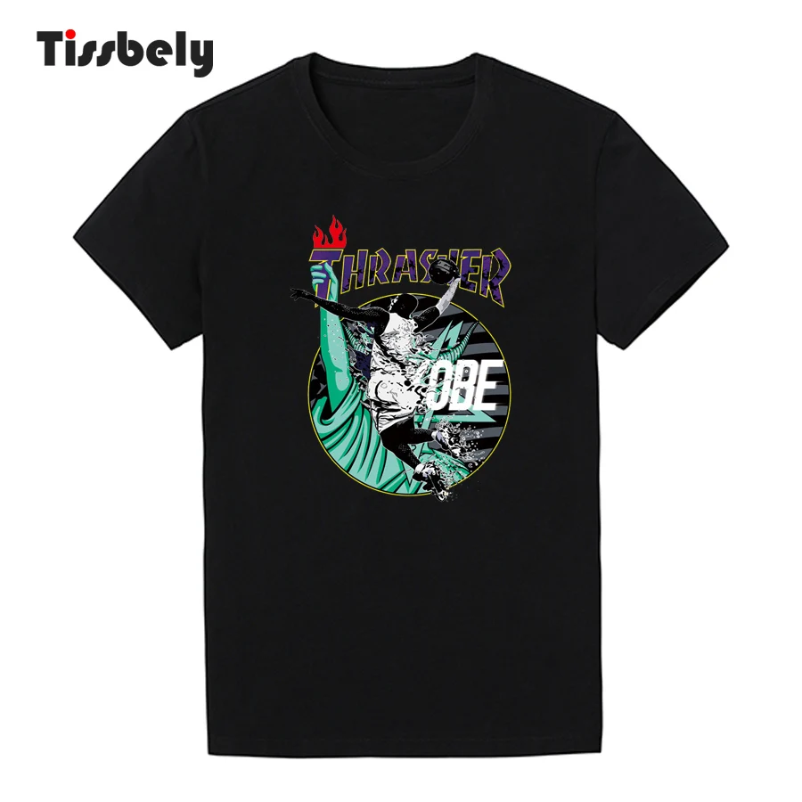 Tissbely хлопковая футболка принтер Fly Для мужчин Thrasher Coolcustomized рубашки человек