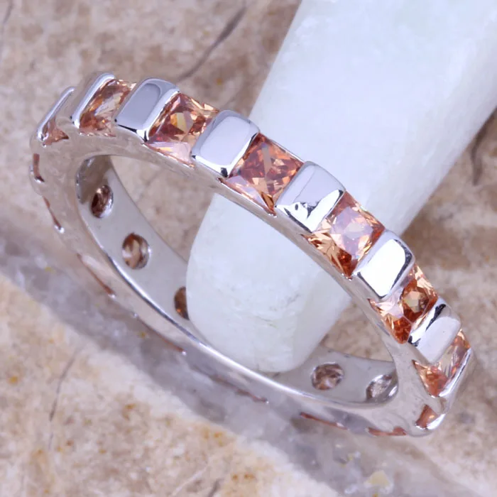 Splendid Шампанское Morganite Серебряный Для женщин Jewelry Кольцо Размеры 6/7/8/9 r0641|bag patchwork|bag