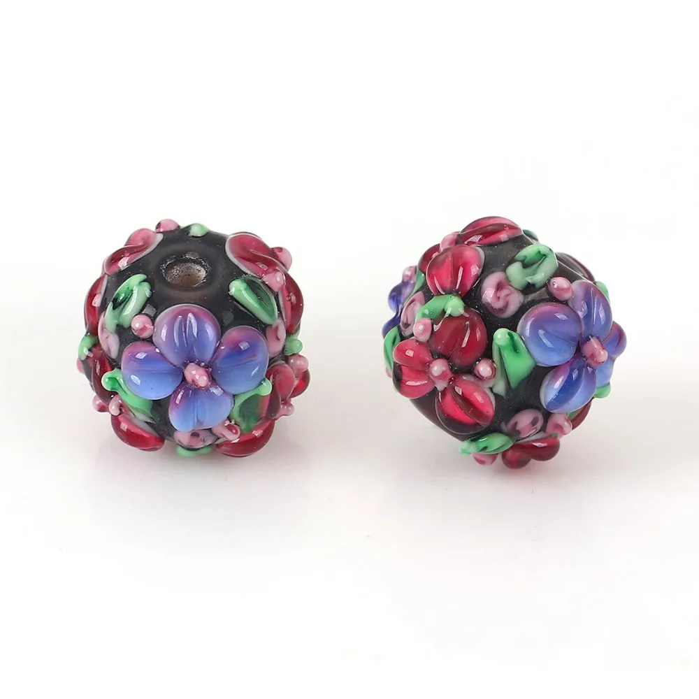 DoreenBeads многоцветные лэмпворк стеклянные закрытые цветочные круглые бусины