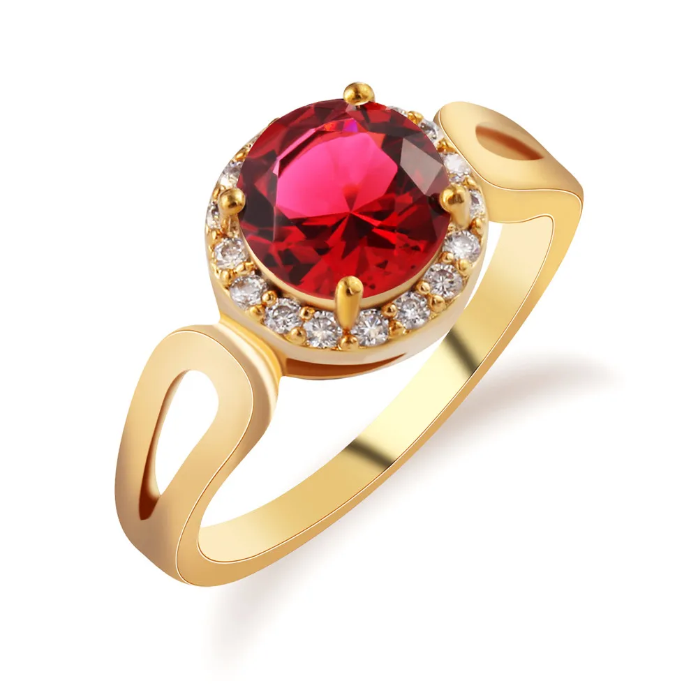 MOLIAM женское кольцо золотистого цвета розовое/красное круглое с фианитом и