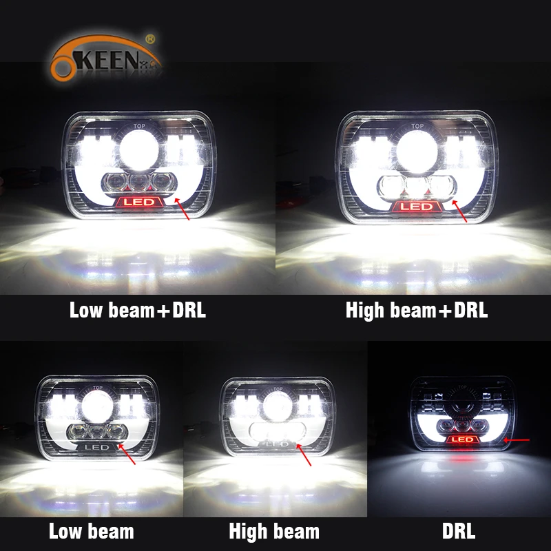 OKEEN 60 Вт прямоугольные 7 ''светодиодные фары 6052 6054 H5054 H6054 светодиодные DRL