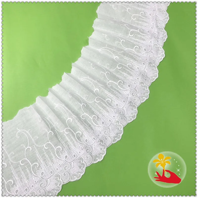 5Yards Ivory Cotton Side Lace Accessories Mesh Fabric Skirt Decorative Clothes Curtain DIY Material 17cm | Дом и сад