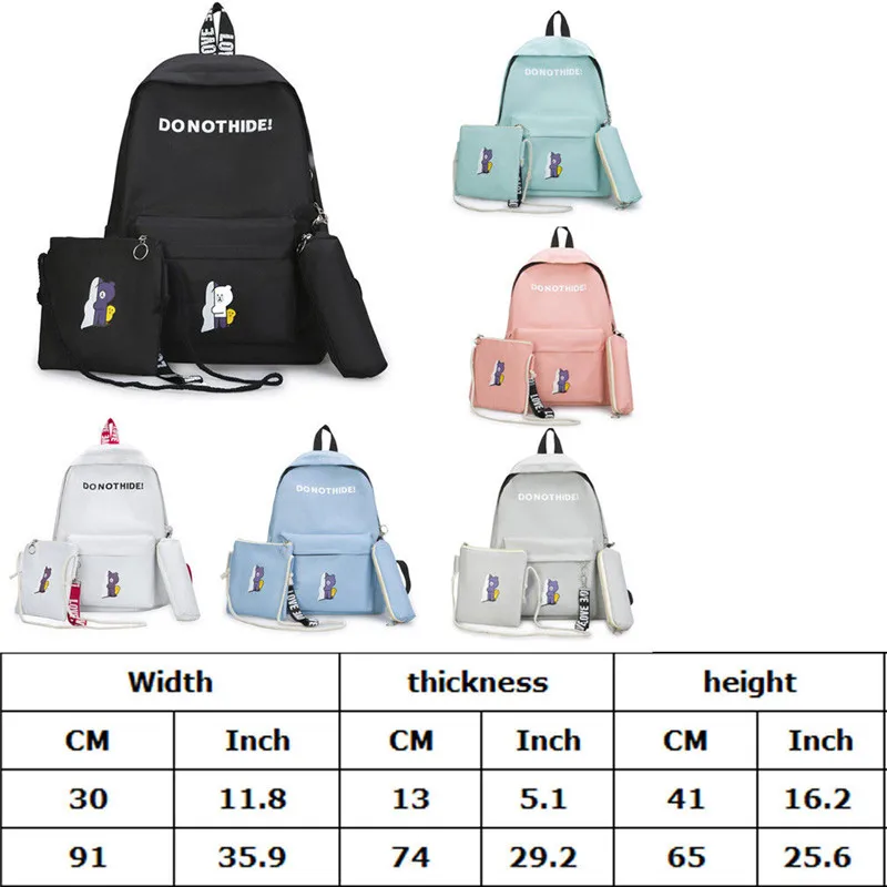 3 шт./компл. рюкзак женские холщовые дорожные сумки для книг школьные