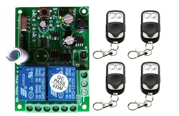 Беспроводной Радиоконтроллер AC85V 110V 220V 250V 2CH, радиочастотный переключатель с дистанционным управлением, передатчик + приемник/лампа/окно/дверь гаража