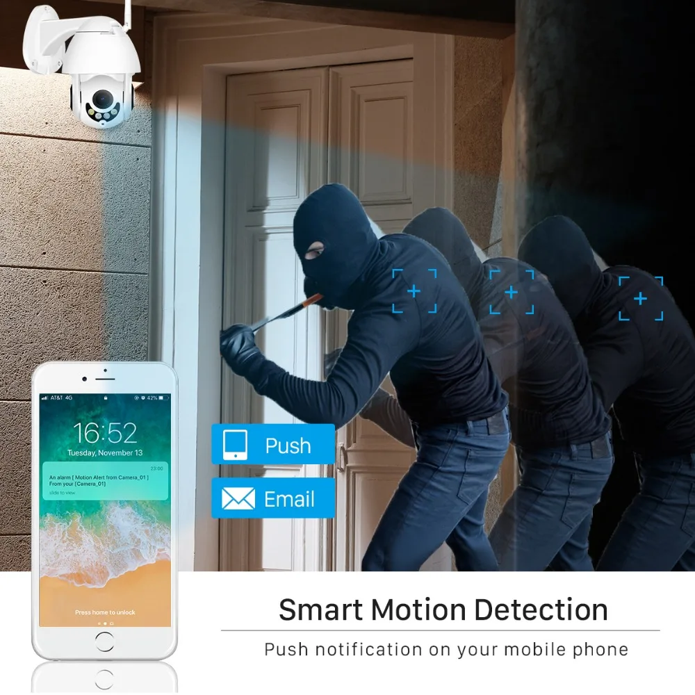 BESDER H.265 2MP IP камера WiFi PTZ скоростная купольная безопасности 4X авто зум SD карта