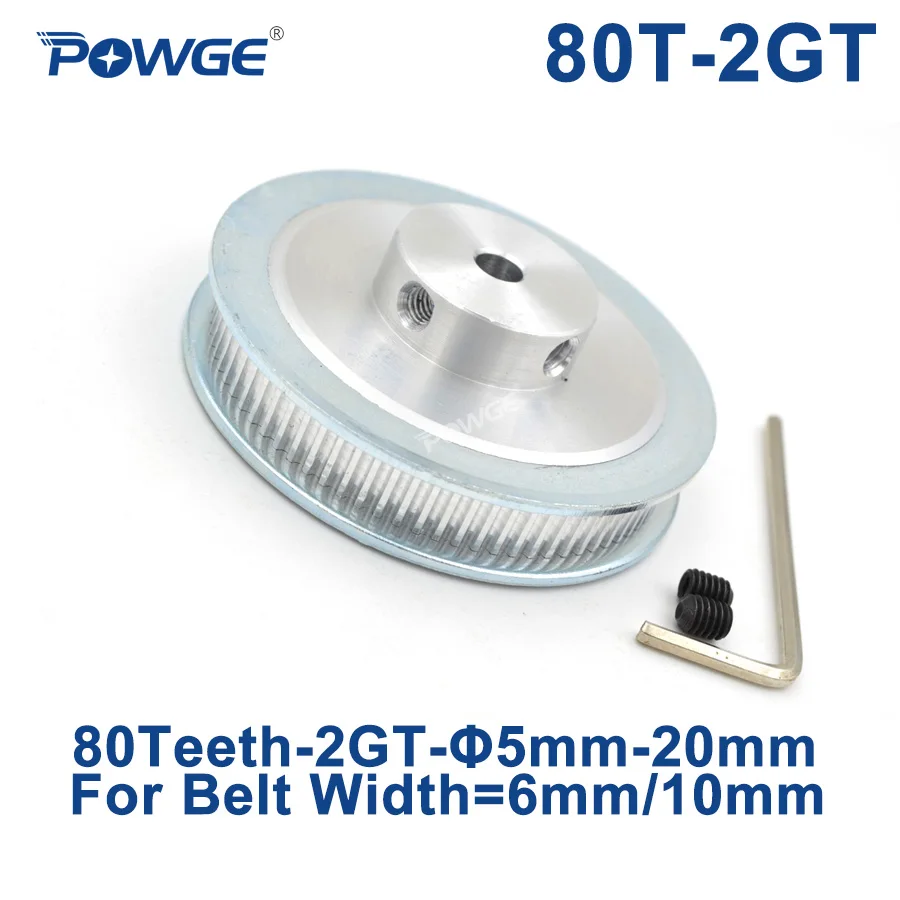 Зубчатый шкив POWGE 80 2GT диаметр отверстия 6/6. Синхронный ремень для GT2