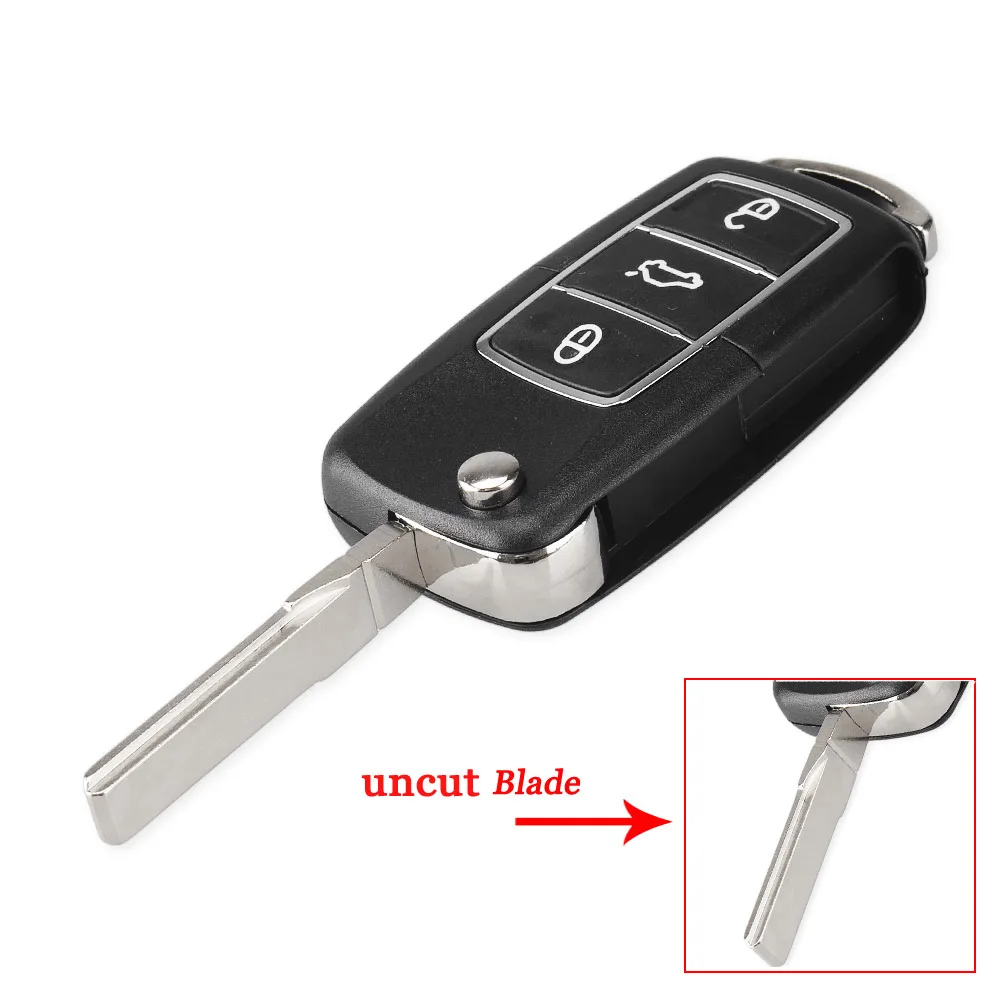 Uncut Чехол-брелок для ключей KEYYOU для VW Volkswagen Jetta Golf Passat b5 b6 Beetle Polo Bora 3 кнопки откидной складной чехол для ключей - Количество кнопок: Uncut