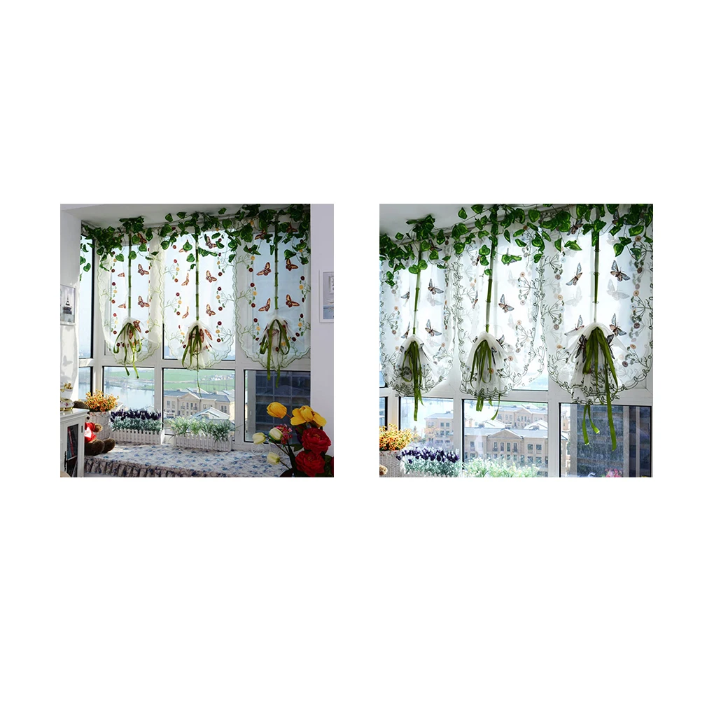 Новый стиль пасторальный принт бабочки Тюль подъемная занавеска панель окна