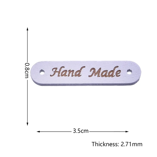 0320-07 50 шт. прямоугольные деревянные пуговицы "Hand Made" деревянные пуговицы, аксессуары для шитья одежды ручной работы Скрапбукинг Ремесло DIY 10*30 мм - Цвет: 0320-07