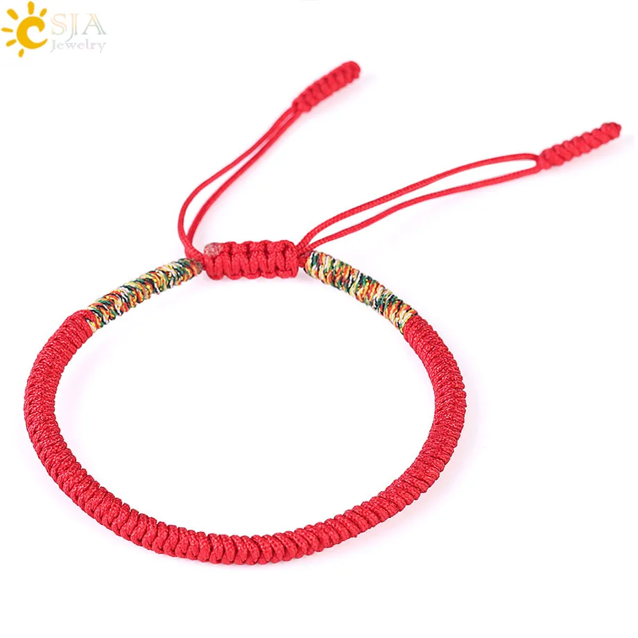 Тибетский браслет CSJA для женщин и мужчин черная красная веревка буддийские